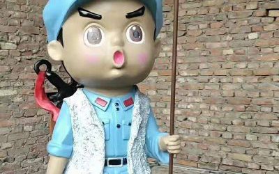 玻璃鋼彩繪廣場(chǎng)景區(qū)人物雕塑戶外擺件裝飾品小紅軍雕塑