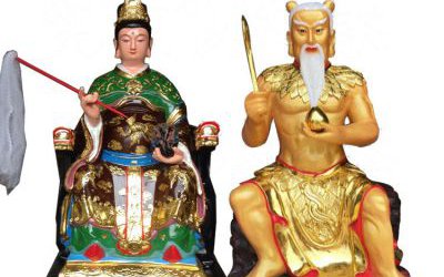 寺廟景區擺放女媧和伏羲玻璃鋼彩繪雕塑