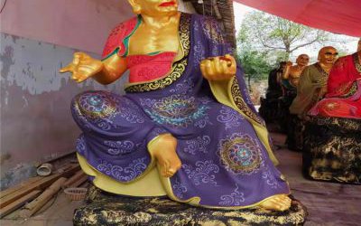 寺廟玻璃鋼彩繪大型景觀十八羅漢雕塑