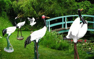 戶(hù)外園林景觀(guān)裝飾品玻璃鋼仿真仙鶴雕塑