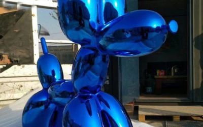 廣場大型氣球玻璃鋼藍色抽象狗雕塑