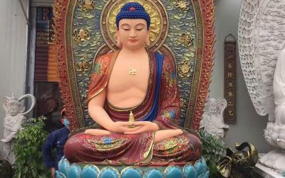 玻璃鋼彩繪寺廟供奉如來佛祖雕塑