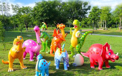 景區戶外玻璃鋼彩繪卡通恐龍雕塑