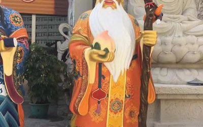大型玻璃鋼彩繪景區(qū)壽星福祿壽雕塑