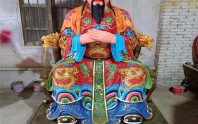 玻璃鋼彩繪戶外寺廟三官雕塑