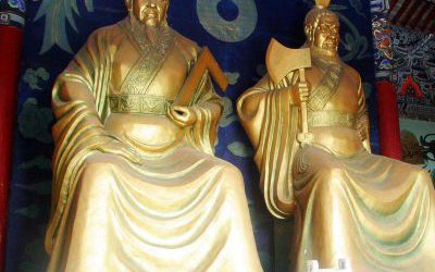 寺廟玻璃鋼漆金帝嚳與顓頊雕塑