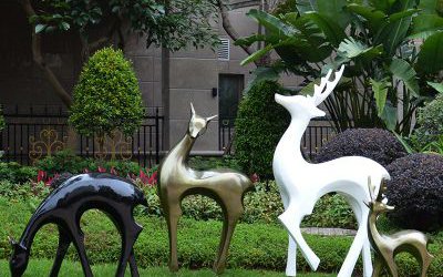 公園城市抽象玻璃鋼梅花鹿雕塑