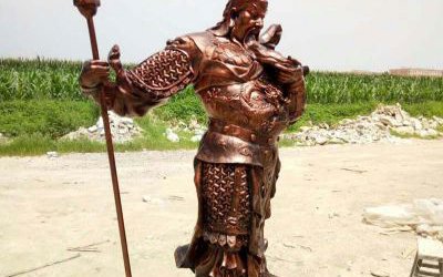 玻璃鋼仿銅戶外大型景觀武財(cái)神關(guān)公雕塑