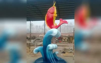 海洋公園玻璃鋼彩繪鯉魚雕塑
