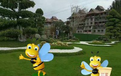 庭院小區(qū)標(biāo)識語卡通玻璃鋼蜜蜂雕塑