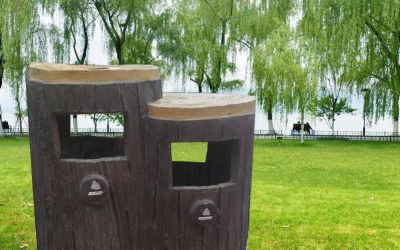 玻璃鋼創(chuàng)意樹(shù)木戶(hù)外園林垃圾桶雕塑