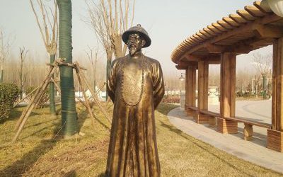 學(xué)院廣場晚晴愛國英雄林則徐玻璃鋼仿銅雕塑