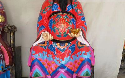 家用招財玻璃鋼彩繪文財神雕塑