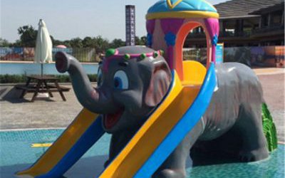 游樂場創意滑梯玻璃鋼大象雕塑