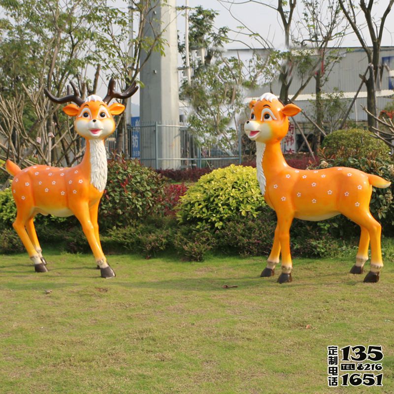 戶(hù)外園林景區(qū)玻璃鋼卡通梅花鹿雕塑