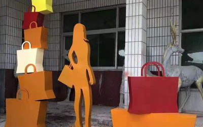 玻璃鋼抽象購物女郎商場人物美陳擺件雕塑