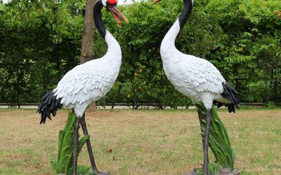 玻璃鋼仿真動物戶外園林景觀仙鶴雕塑