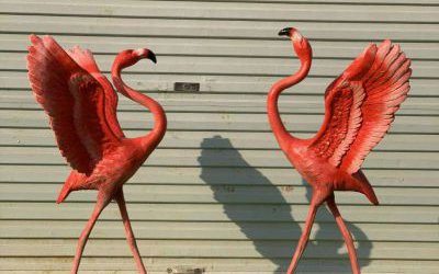 戶外景區創意景觀玻璃鋼彩繪火烈鳥雕塑