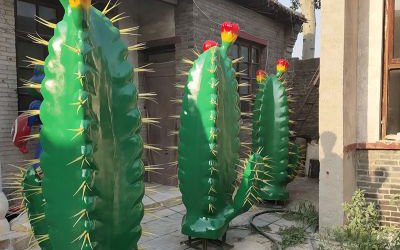 城市花園廣場擺放玻璃鋼仿真植物仙人掌景觀雕塑