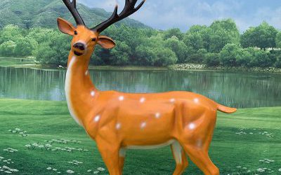 公園玻璃鋼彩繪仿真鹿雕塑