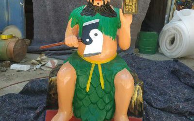 景區寺廟玻璃鋼彩繪五榖神農大帝雕像