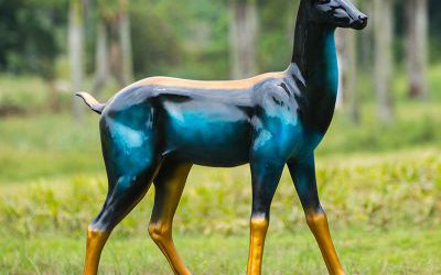 公園景區玻璃鋼彩繪創意梅花鹿雕塑