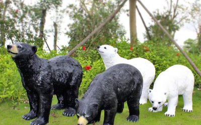 動物園玻璃鋼仿真北極熊雕塑