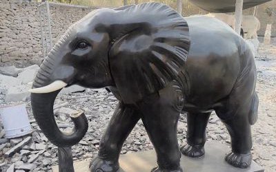 公園景區玻璃鋼仿銅大象雕塑