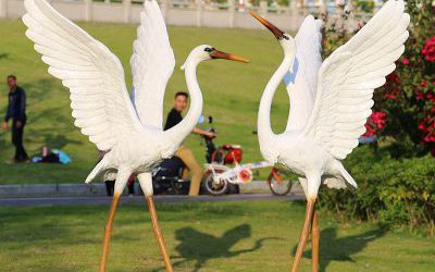 公園大型景觀裝飾品擺件玻璃鋼仿真仙鶴雕塑