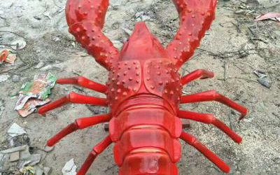 大型仿真玻璃鋼紅色小龍蝦雕塑