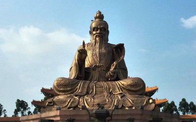 廣場(chǎng)景區(qū)大型玻璃鋼仿銅老子雕塑