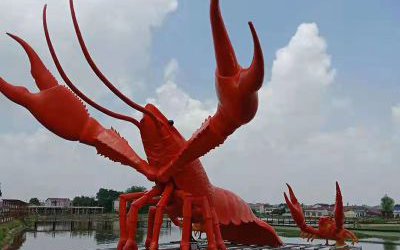 戶外創(chuàng)意玻璃鋼仿真動物龍蝦雕塑