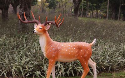 花園戶外玻璃鋼仿真梅花鹿雕塑